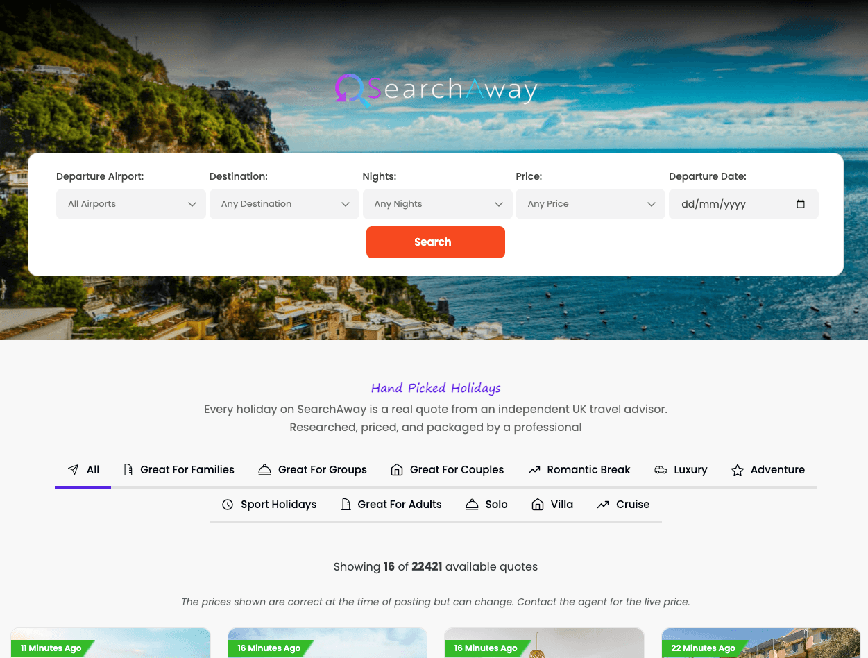 SearchAway individual holiday offer page